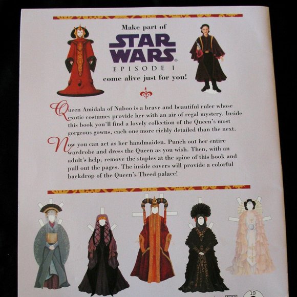 Star Wars Queen Amidala Paperdoll Book Naboo Episode 1 New Uncut 1999 - Picture 2 of 7